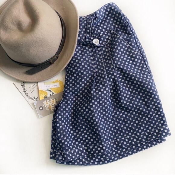 Vintage High Rise Printed Chambray Shorts - Picture 1 of 6